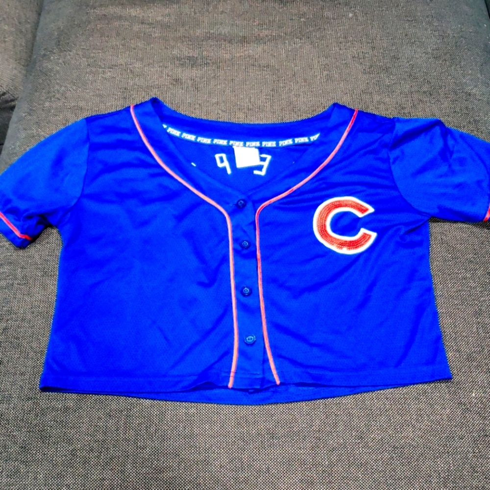 PINK Victorias Secret crop top Chicago Cubs jersey